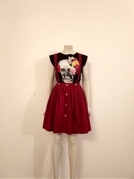 Red skirt with suspenders - Nili`s