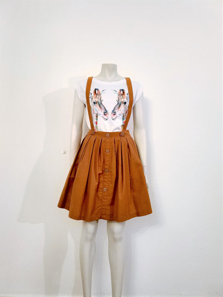 Mustard skirt hotsell with suspenders