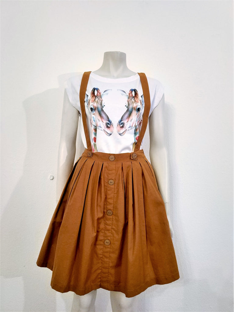 Mustard skirt with suspenders hotsell