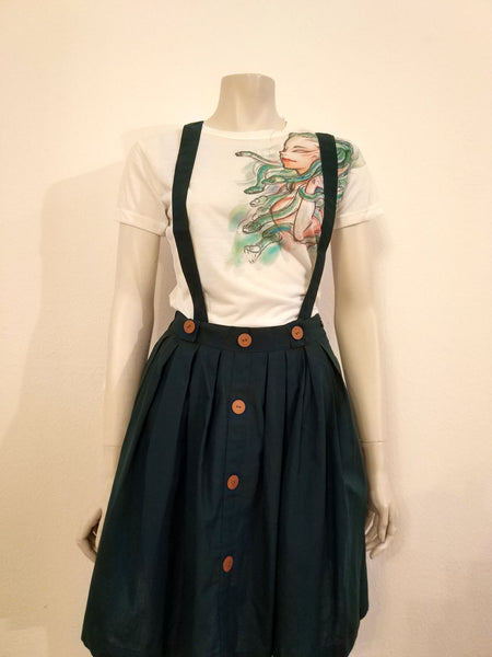 Green skirt with suspenders - Nili`s