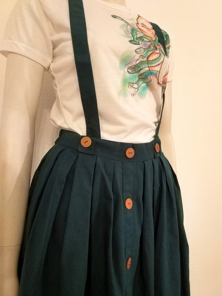 Green skirt with suspenders - Nili`s